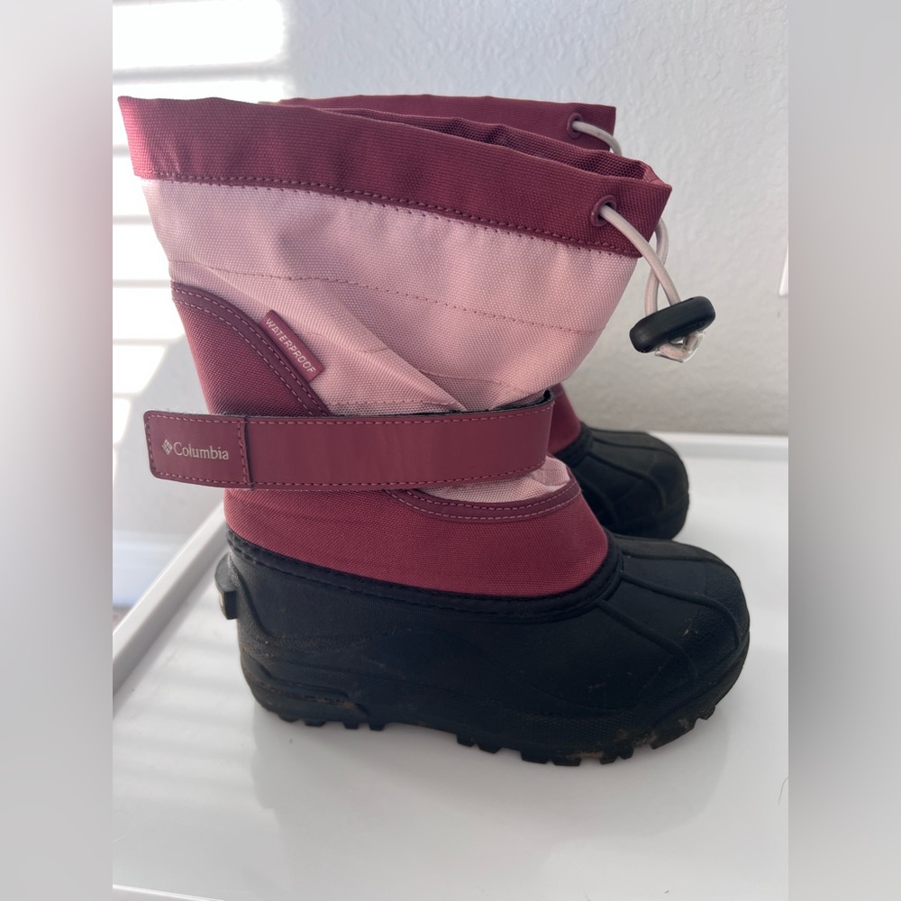 Columbia Burgundy, Pink and Black Snow Boots
